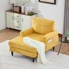 Gulches Modern Minimalist Chenille Chaise Lounge Recliner Solid Wood Legs Side Storage Pockets Machine Washable Wide Seat For Living Room Yellow - 2 of 4