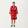 Anna-Kaci Men's Satin Robe with Baroque Print Shawl Collar and Waist Tie - 2 of 4
