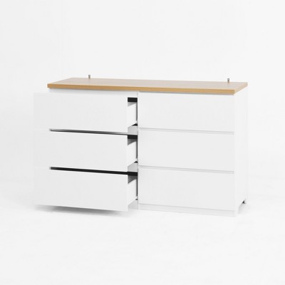 Lirago White 6-Drawer Storage Cabinet with Large Storage Space Multi-Purpose Organizer for Bedroom or Living Room 47.2"Dx15.74"Wx31.5"H