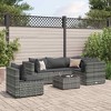 vidaXL Patio Lounge Set with Cushions Sectional Sofa Garden Backyard Poly Rattan - Gray 3x Corner 2x Middle Table - 2 of 4