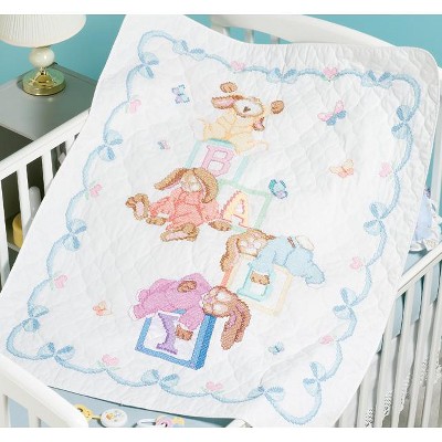Janlynn Stamped Quilt Cross Stitch Kit 34"X43"-Sleepy Bunnies