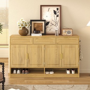 Bella Depot 59.1'' Farmhouse Sideboard Buffet with Drawers and Doors Adjustable Shelf and Open Storage - 1 of 4