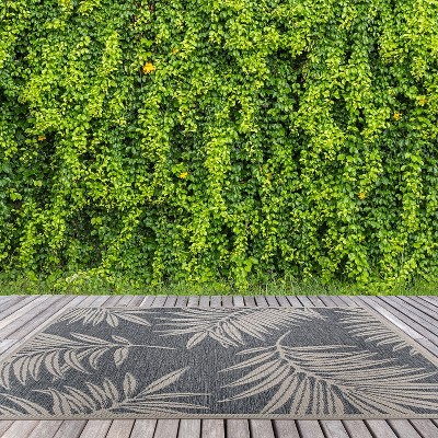 Blue Floral 5' x 7' Reversible Synthetic Area Rug