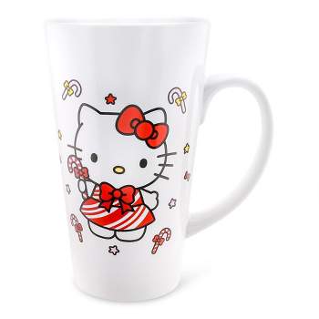 Silver Buffalo Sanrio Hello Kitty Holiday Candy Cane Ceramic Tall Latte Mug | Holds 16 Ounces