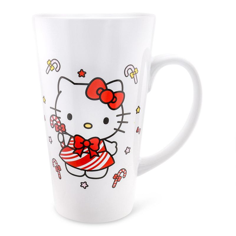Silver Buffalo Sanrio Hello Kitty Holiday Candy Cane Ceramic Tall Latte Mug | Holds 16 Ounces, 1 of 10