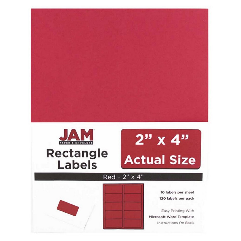 JAM Paper Mailing Labels 2" X 4" 120ct - Red