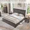 SinCiDo Farmhouse King-Sized Bed Frame 54" Headboard with 2 Large Drawers, Supported By Wooden Strips, No Spring Mattress Required, Noise Free - 2 of 4