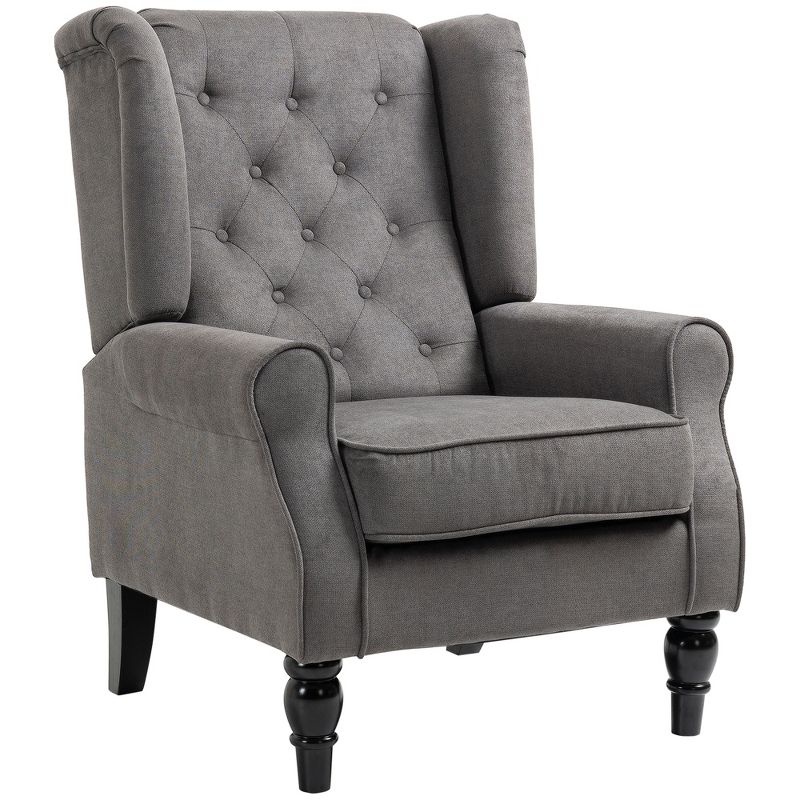 HOMCOM Button-Tufted Accent Chair with High Wingback, Rounded Cushioned Armrests and Thick Padded Seat, 4 of 7