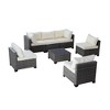 7-Piece Outdoor Patio Rattan Modular Sectional Sofa Set with Tempered Glass Coffee Table, Free Combination - 2 of 4