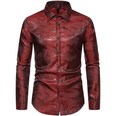 Lars Amadeus Men's Button Down Wedding Party Texture Printed Shirt