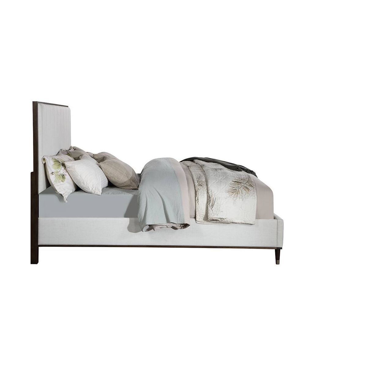 80.25" Eastern King Bed Carena Bed Light Gray Fabric White Brown Finish - Acme Furniture: Contemporary Upholstered Wood Frame - thumbnail 5