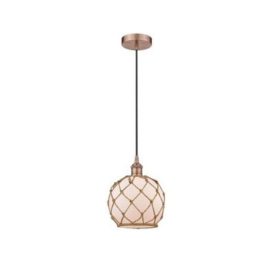 Farmhouse Rope - 1 Light Cord Hung Mini Pendant In Industrial Style-10.75 Inches Tall and 8 Inches Wide