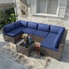 ALAULM Patio Furniture Outdoor Sectional PE Rattan Sofa Set Brown Manual Wicker Patio Conversation Set with Seat Cushions - 3 of 4