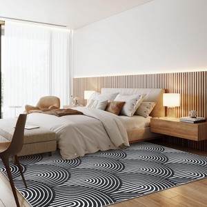 Washable Area Rug, Modern Striped Floor Carpet, No-Shedding Non-Shedding Non-Slip Abstract Mat for Nursery Office Living Room Apartment Bedroom - 1 of 4