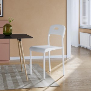 Nasitip 1PCS Dining Chair, Stackable Modern Kitchen Chairs, Plastic Chair with Metal Legs,Waterproof & Stain-Resistant,for Indoor and Outdoor(White) - 1 of 4