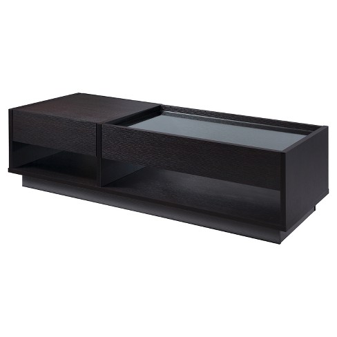 Karl Modern Tempered Glass Top Coffee Table With Storage