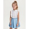 Girl's Two Piece Cute Spring Summer Outfits Sleeveless Button Down Collar Tops Ruffle Shirt and Pleated Mini Skirt Set 4-13 Years - 2 of 4