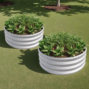 Kumasinova 32.08x11.4" Tall Raised Garden Bed,1 PC/2 PCS Metal Raised Beds for Plants,Vegetables,Flower Herb,Outdoor Round Garden Raised Planter Box - 1 of 4