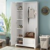 TiramisuBest Contemporary Hall Tree with Cushioned Storage Bench, Multifunctional Shoe Cabinet, Modern Coat Rack with 4 Hooks for Entryway, White - 3 of 4