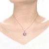 Guili Sterling Silver Rose Gold Plated Round and Red or Blue Baguette Cubic Zirconia Wreath Pendant Necklace, a Bold and Elegant Statement Piece - 3 of 3