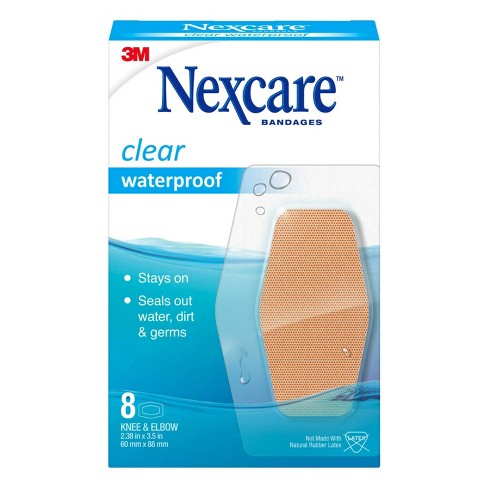 Nexcare Waterproof Bandages Knee And Elbow, Clear, 2 3/8 In X 3 1