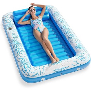 Jasonwell 4‑in‑1 Inflatable Tanning Lounger — Sun Tan Tub & Pool Raft, Water‑Filled Mat/Pad for Adults & Kids (Large) - Blue - 1 of 4