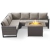 POCASSY All Weather Brown Wicker Outdoor Sectional Sofa with Fire Pit Table, 4PCS Patio Furniture Set with 41" Propane Firepit Table for Outside - 3 of 4