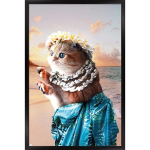 Trends International James Booker - Aloha Cat Framed Wall Poster Prints - 1 of 4