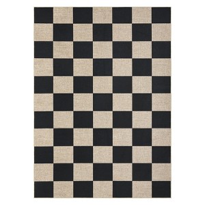 Washable Modern Living Room Rugs, Gingham Check Non Slip Bedroom Carpet, Geometric Checkered Indoor Floor Rugs for Dining Room - 1 of 4