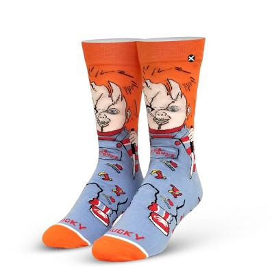 Odd Sox, Chucky Doll Fun Socks for Men Women, Crew, Large, Horror Movie Styles