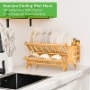 LunaLulinlk Foldable Two Tier Bamboo Dish Drying Rack - Foldable Space Saving Drainer - 2 of 4