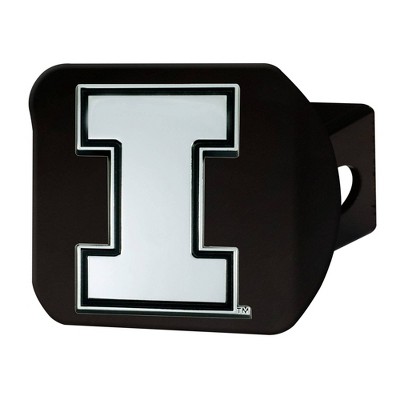 NCAA Illinois Fighting Illini Chrome Metal Hitch Cover - Black