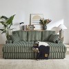 84-Inch Corduroy 3-Seater Sofa with 3 Back Pillows, 2 Toss Pillows, 2 Ottoman, 2 Storage Spaces and Cup-Holding Grooves - 4 of 4