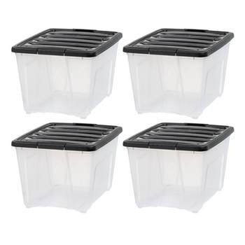Iris USA 4 Pack 40qt Clear View Plastic Storage Bin with Lid and Secure Latching Buckles