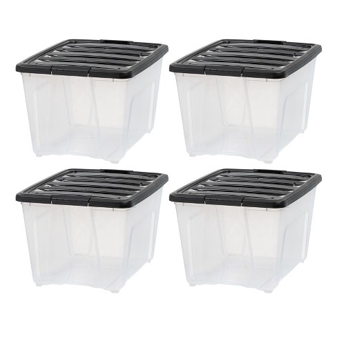 Iris USA 12 Quart Stackable Plastic Storage Bins with Lids and Latching Buckles, 4 Pack - Pearl, Containers with Lids and Latches, Durable Nestable