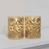 Lumabase 2ct Battery Operated LED Glass Candles with Moving Flame Gold Jacquard - 2 of 3