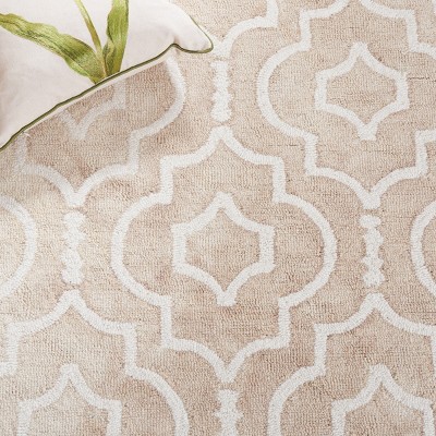 Beige Ivory Hand-Tufted Wool Geometric Area Rug 2' x 3'