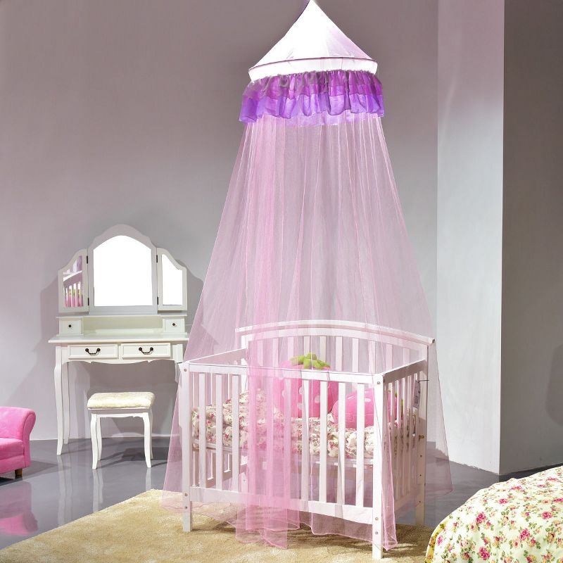 Costway Elegant Lace Bed Mosquito Netting Mesh Canopy Princess Round Dome Bedding Net, 1 of 11