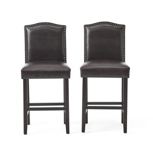 DSVIMOY Counter and Bar Stool Set of 2 Upholstered Stools with Nailhead Trim for Dining Room
, Brown, 41.5"*20.25"*12.6" - 1 of 4