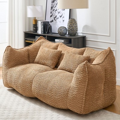 NicBex Chenille Bean Bag Chair with High-Resilience Foam and 2 Seats,Lazy Sofa Chair with Handle Design and Armrest,Lounge Chair for Living Room