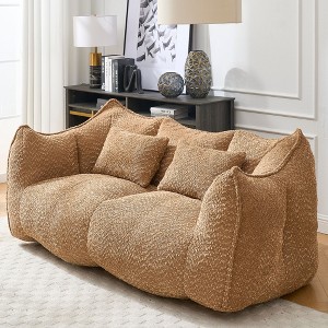 NicBex Chenille Bean Bag Chair with High-Resilience Foam and 2 Seats,Lazy Sofa Chair with Handle Design and Armrest,Lounge Chair for Living Room - 1 of 4