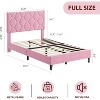 Twin/Full/Queen/King Size Bed Frame with Upholstered Headboard, Wood Slat Platform, No Box Spring Needed, Noise-Free, Easy Assembly, Pink - 3 of 4