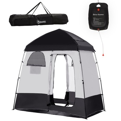 Black and White Portable Pop-Up Camping Shower Tent with Carrying Bag