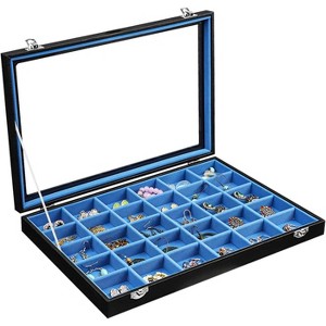 30-Grid Earring Organizer Tray with Clear Lid and Anti-Tarnish Protection - 1 of 4