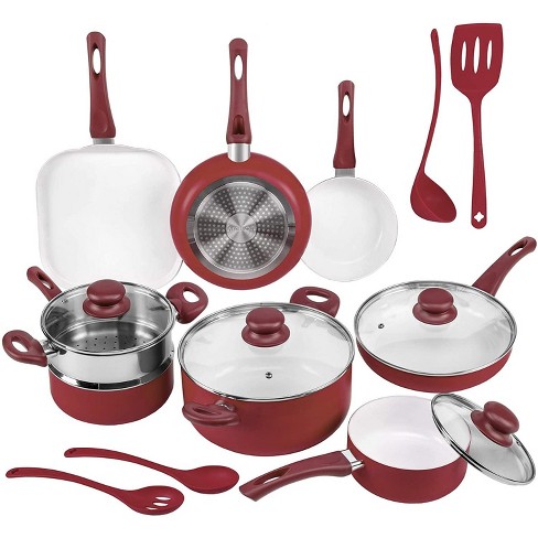 16pc Healthy Ceramic Nonstick Cookware Set w/ Induction Compatible