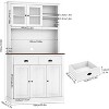 71" Tall Freestanding Pantry Cabinet with Microwave Stand, Drawers & Adjustable Shelves, Farmhouse Kitchen Hutch Storage Cabinet for Home - 2 of 4