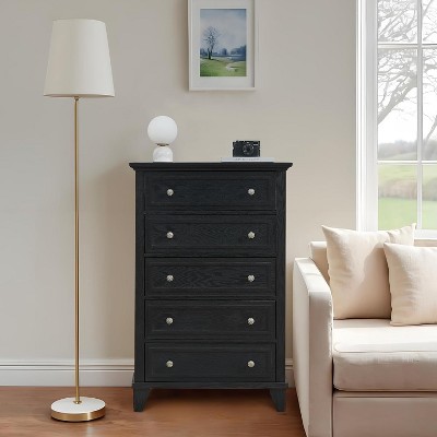 5-Drawer Vintage Dresser - TV Stand + Storage with Metal Handles for Bedroom & Living Room