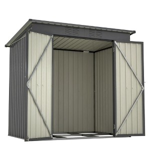 LOVMOR 6 x 4 ft Outdoor Storage Shed, All Weather Tool Shed for Garden, Backyard, Lawn, Black - 1 of 4