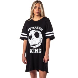 The Nightmare Before Christmas Women's Pumpkin King Jack Skellington Nightgown Sleep Shirt Pajama Black - 1 of 4