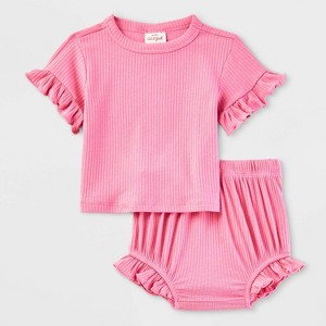 Baby Girls' Ribbed Top & Bottom Set - Cat & Jack™ - 1 of 3